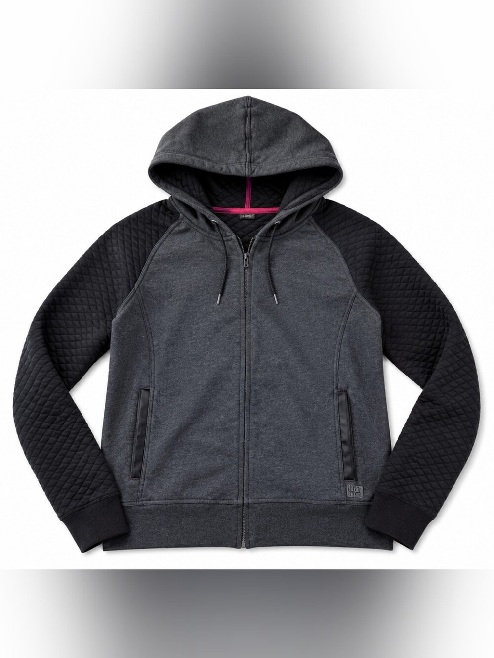 Harley-Davidson Charcoal and Black Quilted Sleeve Zip Hoodie